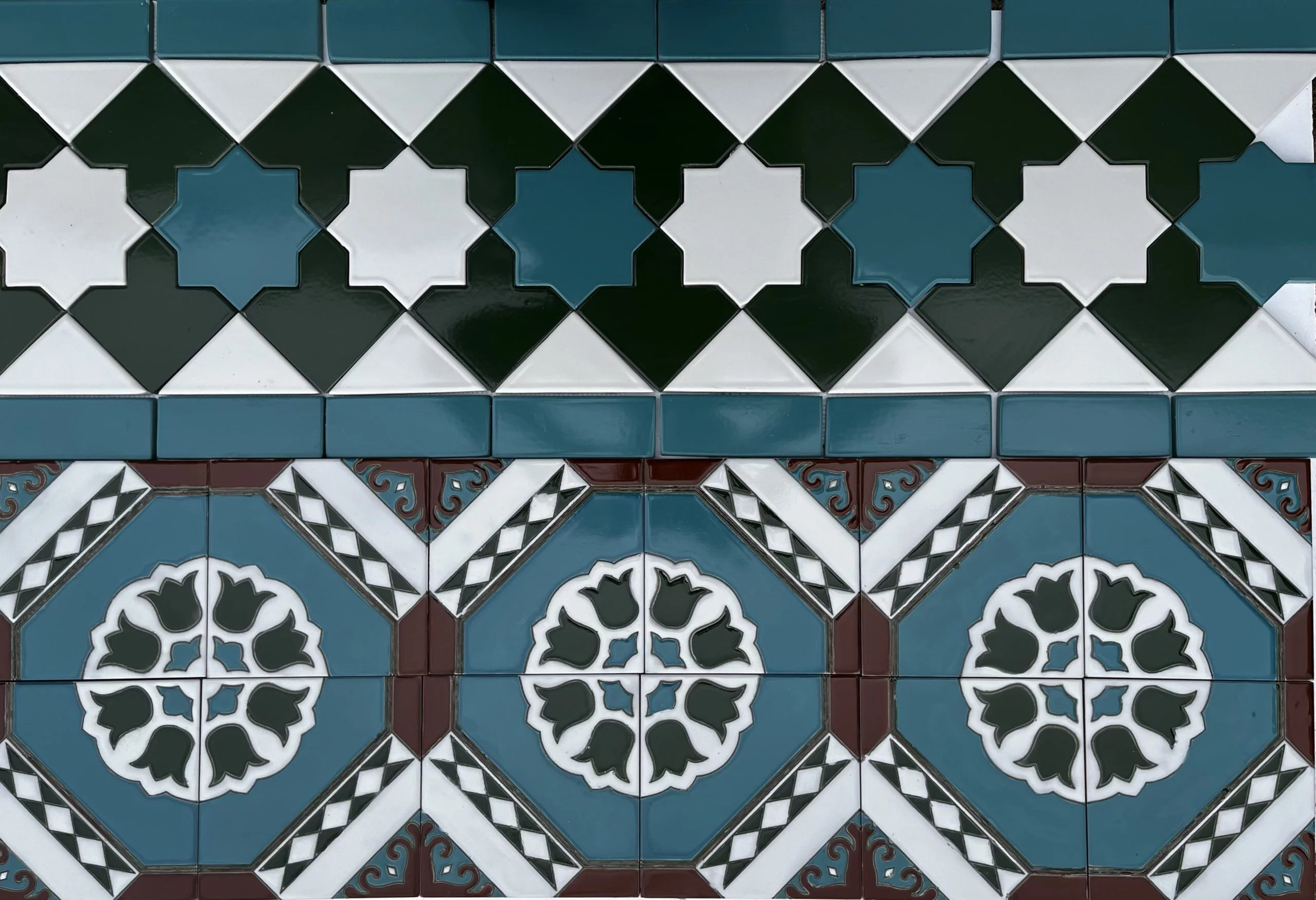 【Mサイズ】Danielle Mexican Tile x Turquoise Turquoise Diamond Cross Mexican Relief Tile